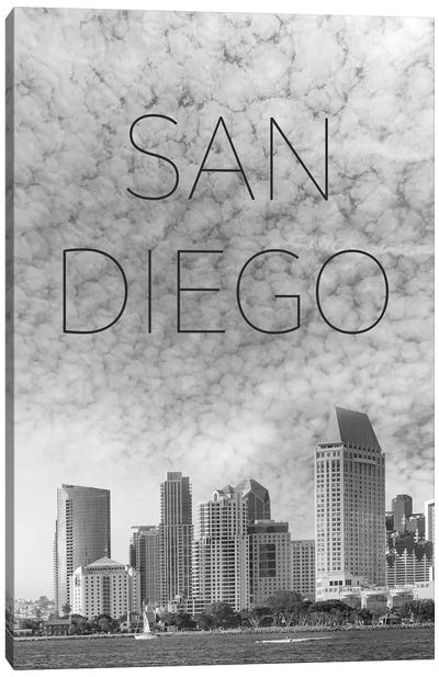 San Diego Skyline Text Canvas Art Print - San Diego Skylines