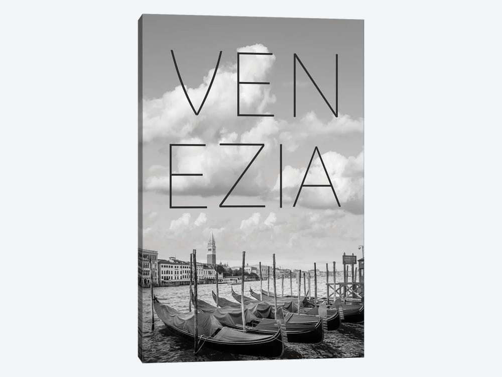 Venice Grand Canal And St Mark's Campanile Text & Skyline by Melanie Viola 1-piece Canvas Art Print
