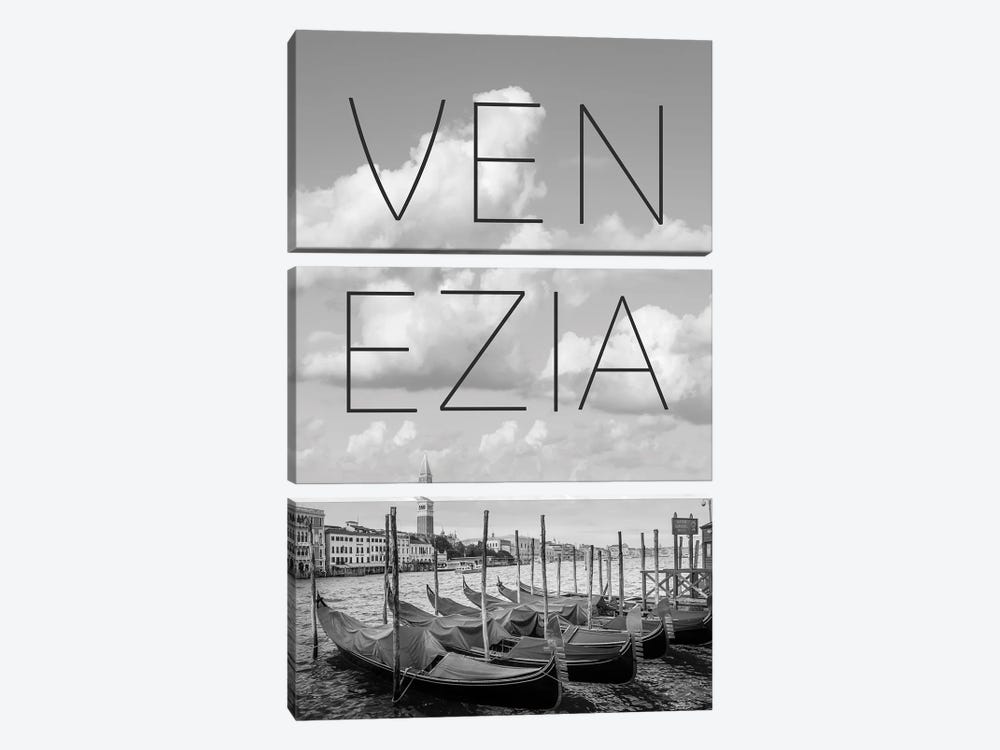 Venice Grand Canal And St Mark's Campanile Text & Skyline by Melanie Viola 3-piece Art Print