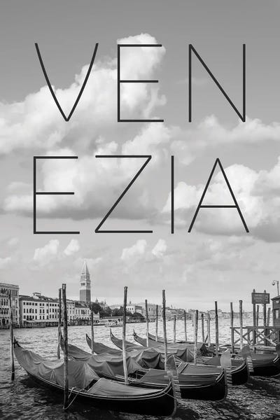Harbors: Venice Grand Canal And St Mark's Campanile Text & Skyline by Melanie Viola