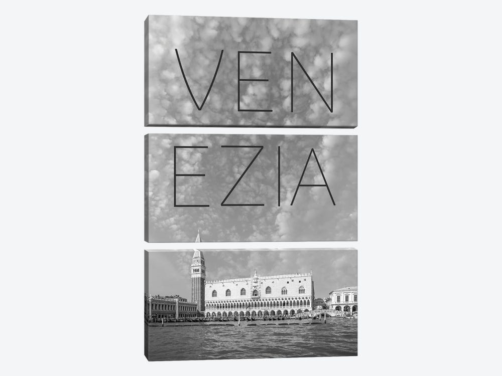 Venice Mark's Campanile And Doge's Palace Text & Skyline by Melanie Viola 3-piece Art Print
