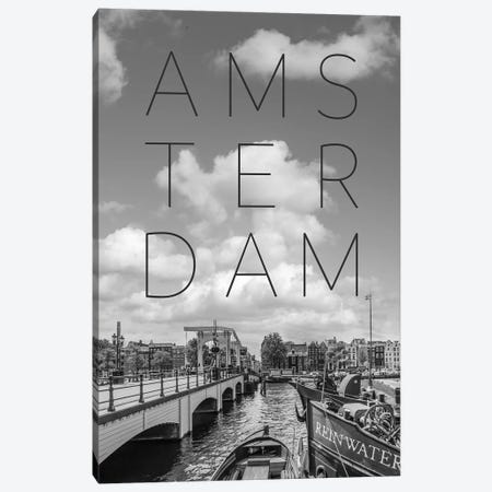 Amsterdam Magere Brug Text & Skyline Canvas Print #MEV863} by Melanie Viola Canvas Artwork