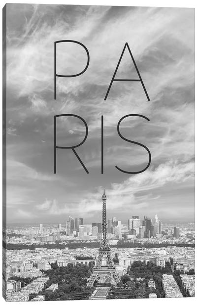 Paris View From Montparnasse Tower Observation Deck Canvas Art Print - Paris Typography