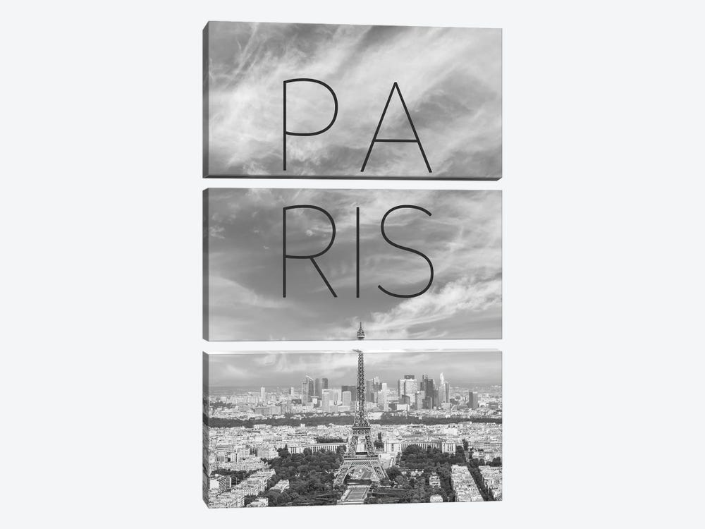 Paris View From Montparnasse Tower Observation Deck by Melanie Viola 3-piece Canvas Print