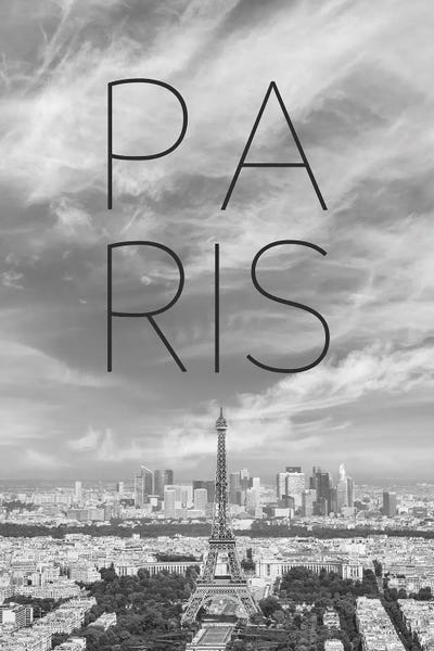 Paris Typography: Paris View From Montparnasse Tower Observation Deck by Melanie Viola