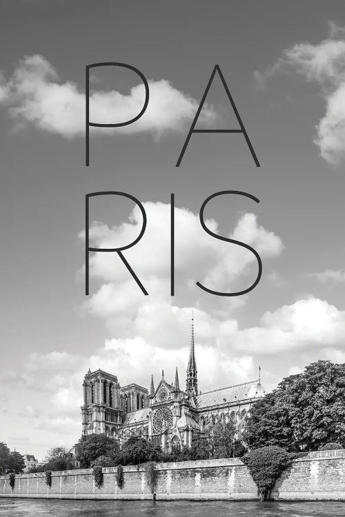 Paris Cathedral Notre-Dame Text & Skyline