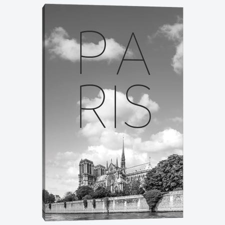 Paris Cathedral Notre-Dame Text & Skyline Canvas Print #MEV865} by Melanie Viola Art Print