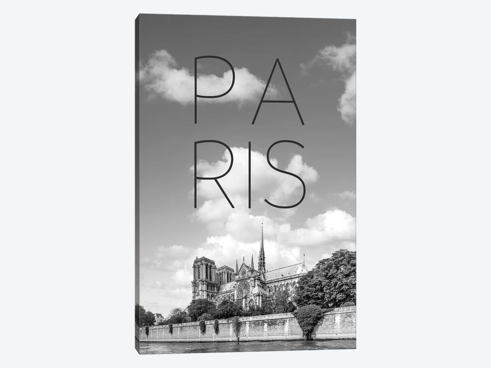 Paris Cathedral Notre-Dame Text & Skyline by Melanie Viola 1-piece Canvas Artwork