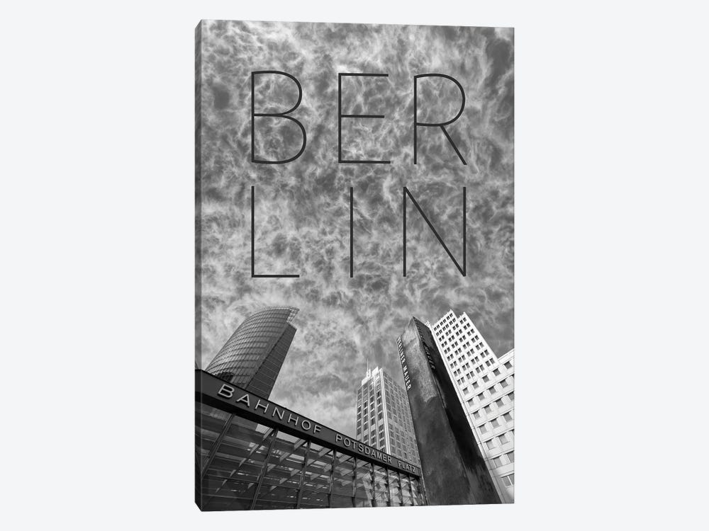 Berlin Potsdamer Platz Text & Skyline by Melanie Viola 1-piece Canvas Art Print