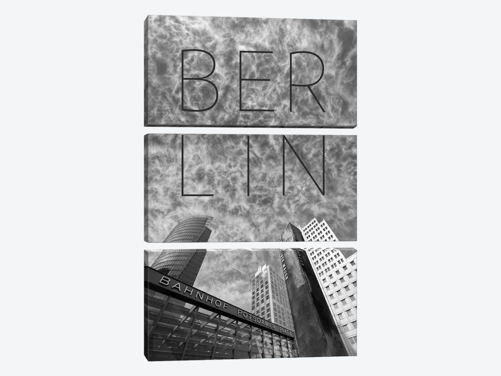 Berlin Potsdamer Platz Text & Skyline by Melanie Viola 3-piece Canvas Print