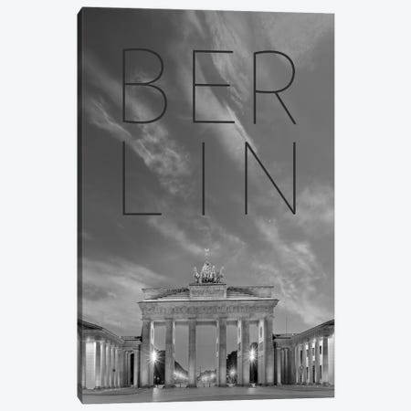 Berlin Brandenburg Gate Text & Skyline Canvas Print #MEV867} by Melanie Viola Art Print