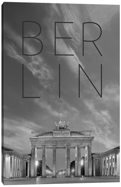 Berlin Brandenburg Gate Text & Skyline Canvas Art Print - Gate Art