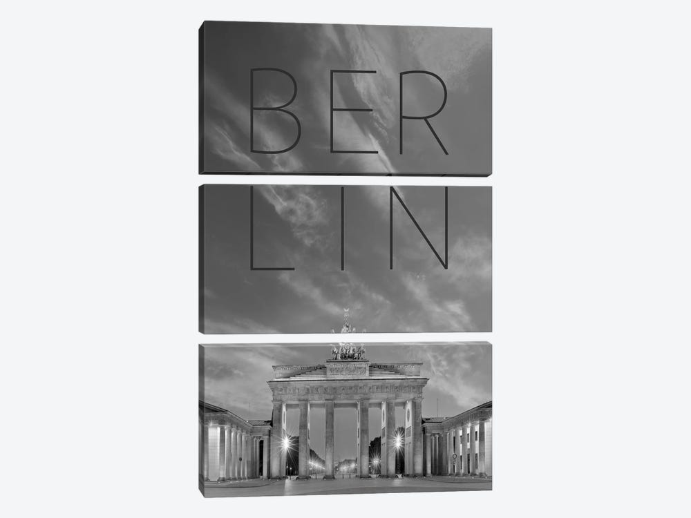Berlin Brandenburg Gate Text & Skyline by Melanie Viola 3-piece Canvas Wall Art