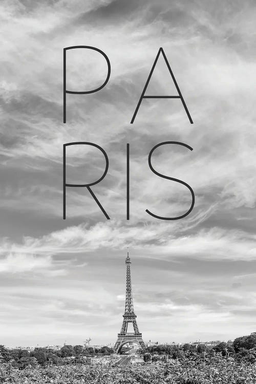 Eiffel Tower In Paris - Text And Skyline