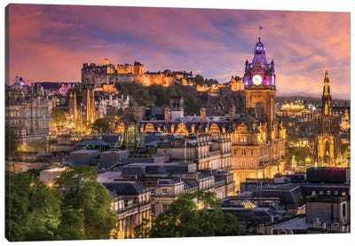 Fantastic Sunset In Edinburgh Canvas Art Print - United Kingdom Art
