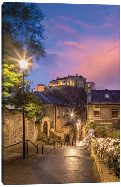Charming Edinburgh Castle Sunset Canvas Art Print - Scotland Art