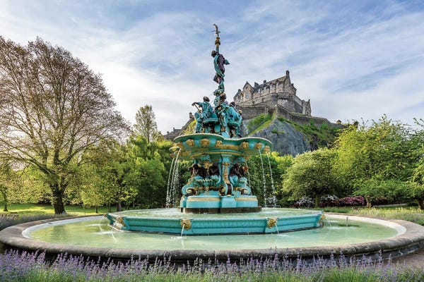 Scotland: Ross Fountain With Edinburgh Castle by Melanie Viola