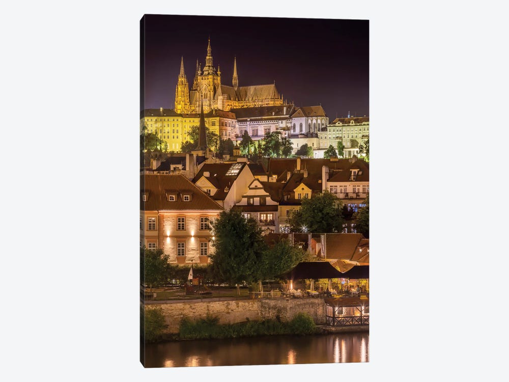 Prague Castle And St. Vitus Cathedral By Night by Melanie Viola 1-piece Canvas Print