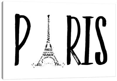 Paris Typography Canvas Art Print - The Eiffel Tower
