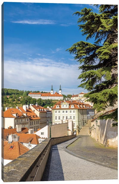 View To Strahov Monastery From Alley Ke Hradu In Prague Canvas Art Print - Czech Republic Art