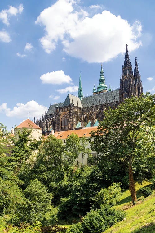 St. Vitus Cathedral With Prague Castle Grounds And Stag Moat