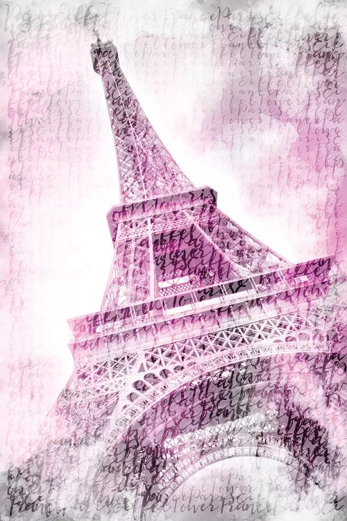 Paris Watercolor Eiffel Tower In Pink