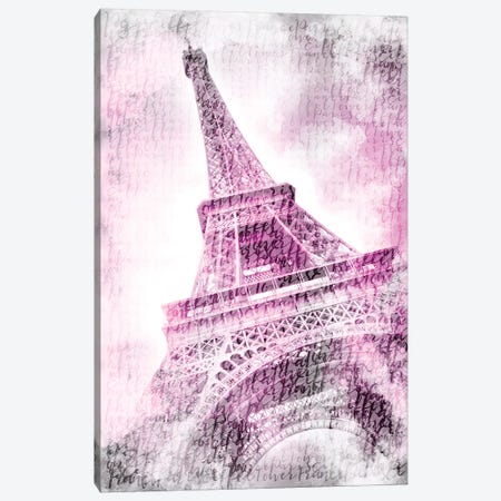 Paris Watercolor Eiffel Tower In Pink Canvas Print #MEV96} by Melanie Viola Canvas Artwork