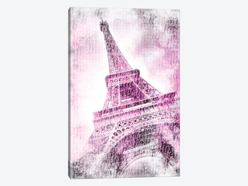 Paris Watercolor Eiffel Tower In Pink by Melanie Viola 1-piece Canvas Print