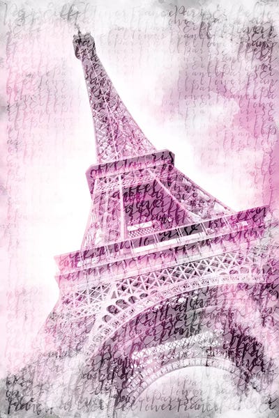 Towers: Paris Watercolor Eiffel Tower In Pink by Melanie Viola
