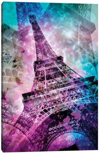 Pop Art Eiffel Tower Canvas Art Print - Paris Photography