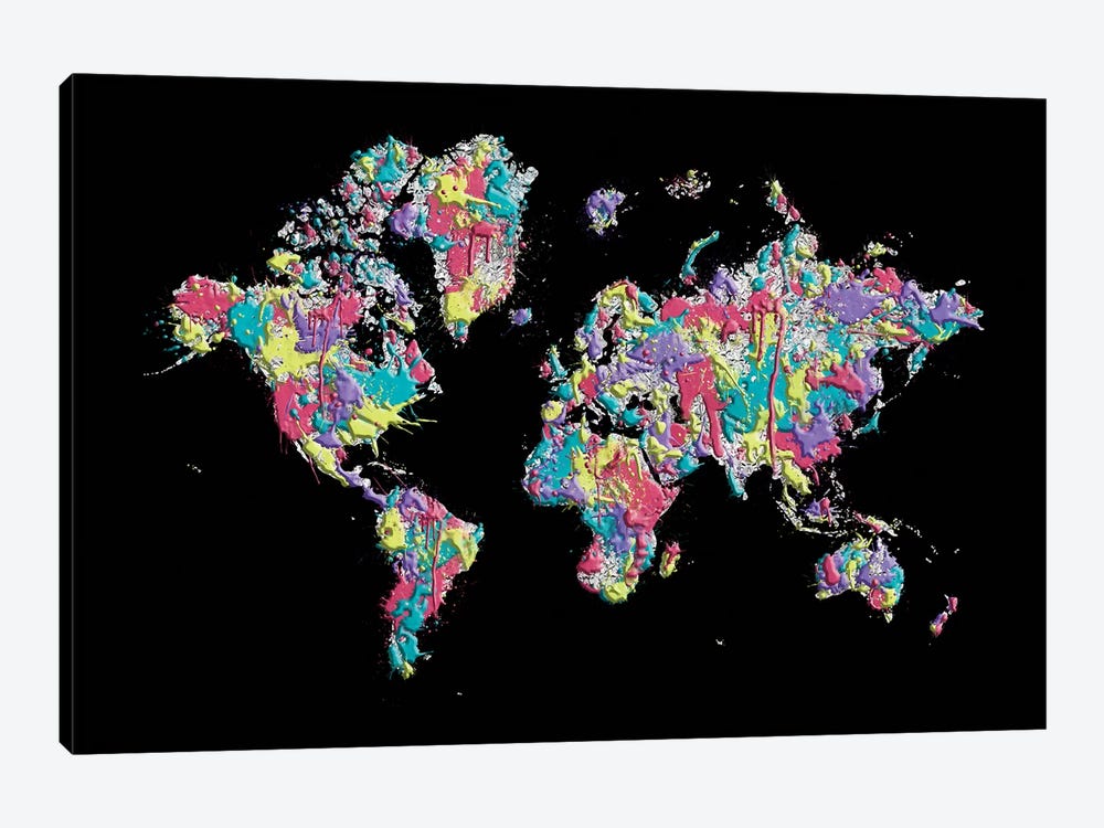 Pop Art World Map by Melanie Viola 1-piece Canvas Wall Art
