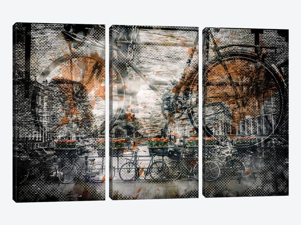 Amsterdam Bicycles by Melanie Viola 3-piece Canvas Print