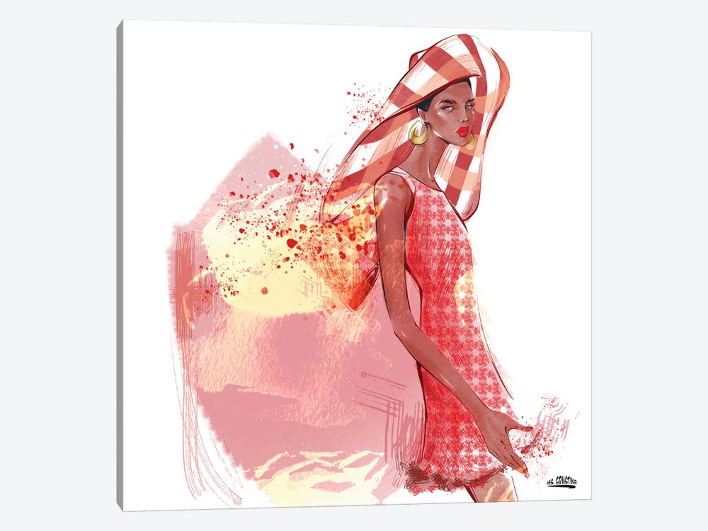 A Girl With A Big Summer Hat by Marina Ernst 1-piece Canvas Art