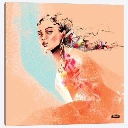 A Girl With A Chain Earring Canvas Print #MEX15} by Marina Ernst Canvas Art