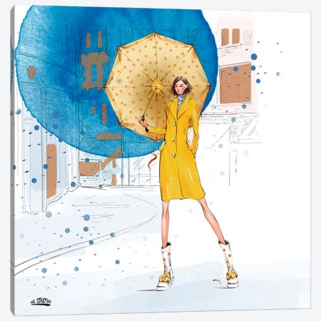 A Girl With An Umbrella Canvas Print #MEX18} by Marina Ernst Canvas Print