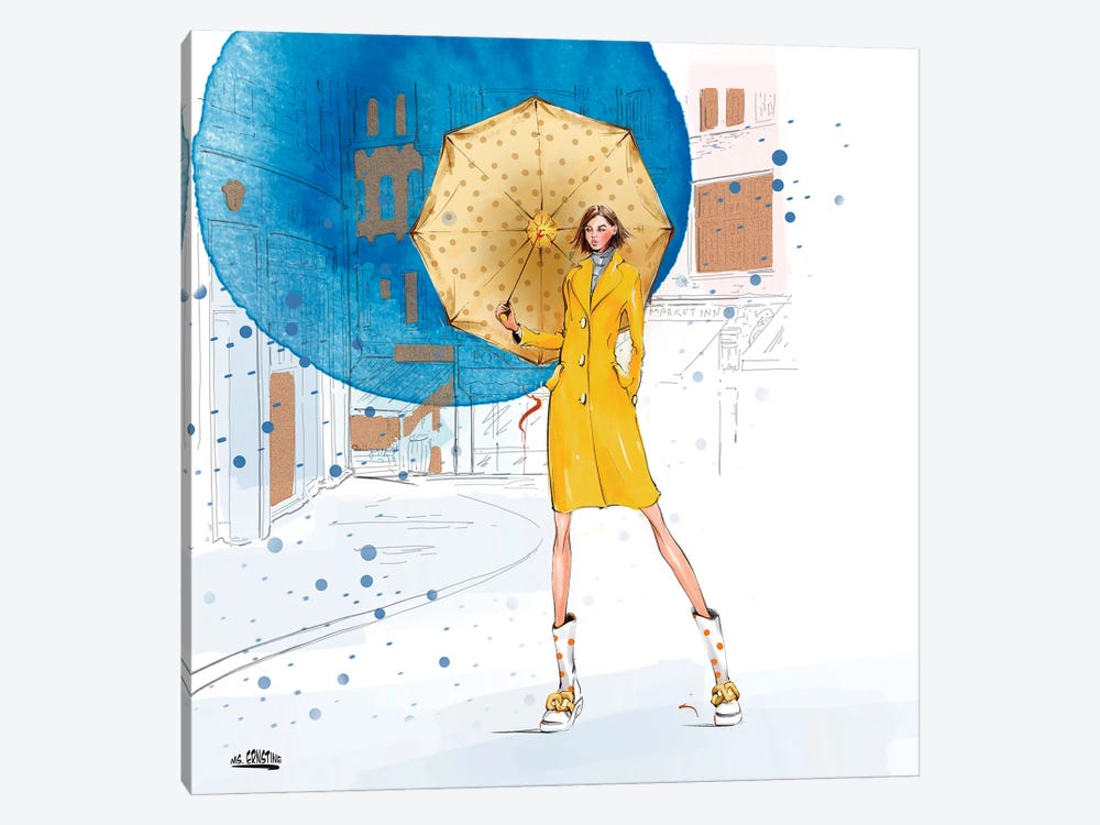 A Girl With An Umbrella by Marina Ernst 1-piece Canvas Artwork