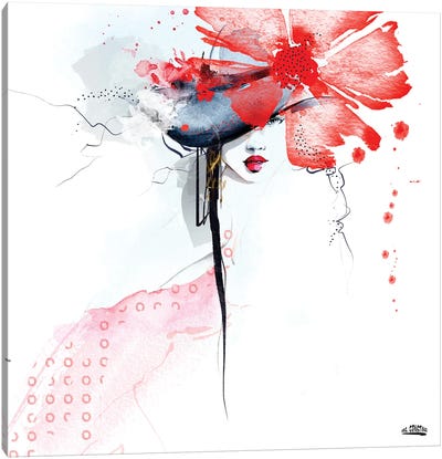A Beauty With A Flower Hat Canvas Art Print - Marina Ernst