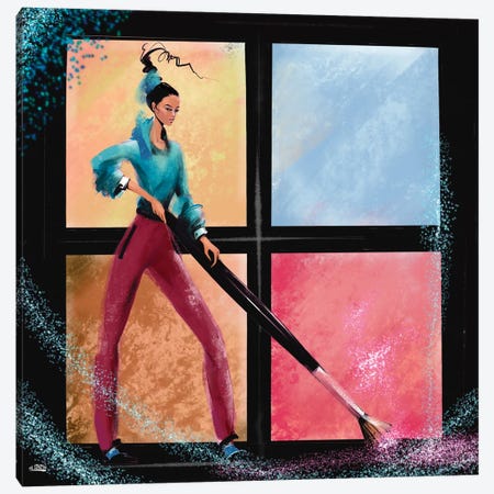 A Girl Sweeping Eyeshadows With A Brush Canvas Print #MEX9} by Marina Ernst Canvas Artwork