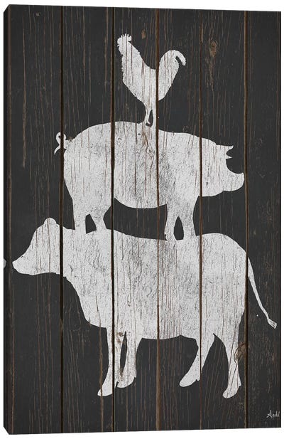 Farm Stack Canvas Art Print - Pig Art