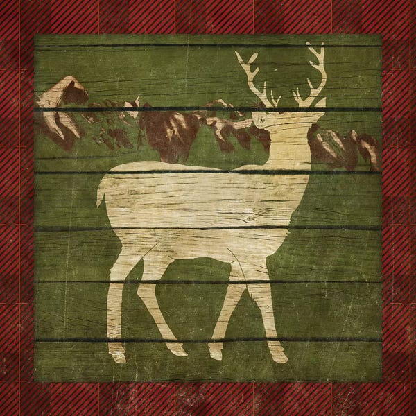Reindeer: Rustic Nature on Plaid II by Andi Metz