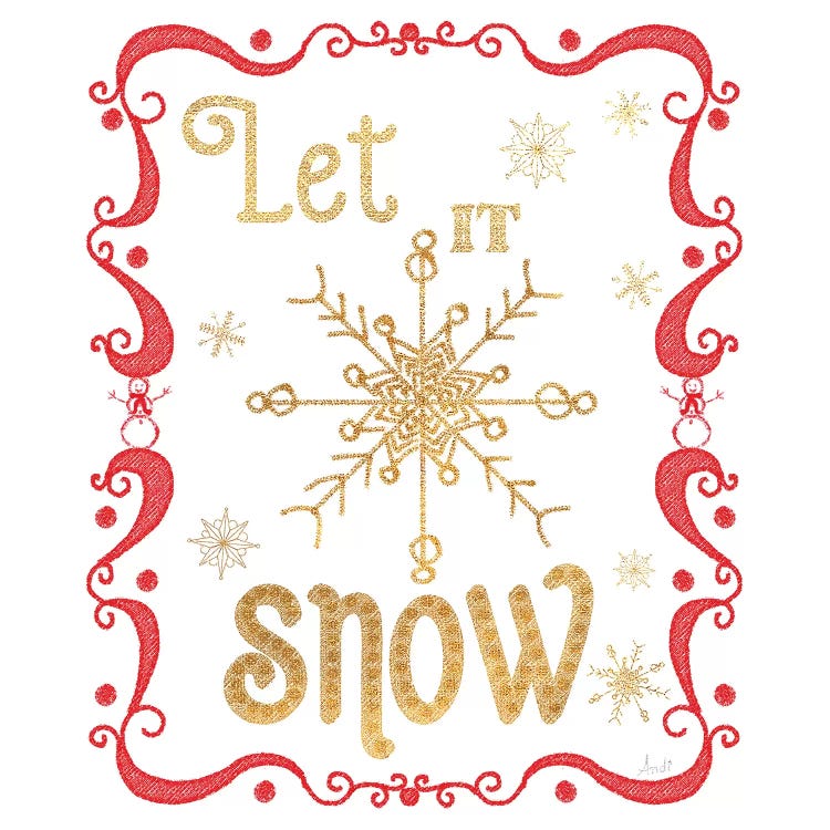Gold and Red Christmas I by Andi Metz wall art