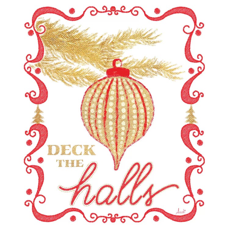 Gold and Red Christmas II by Andi Metz wall art