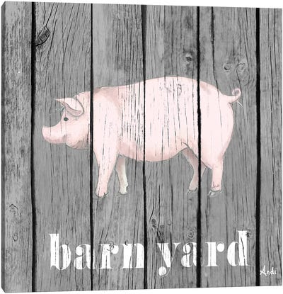 Barnyard Pig Canvas Art Print - Farmhouse Kitchen Art