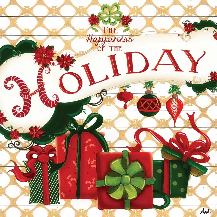 Gold Christmas Cheer II by Andi Metz wall art