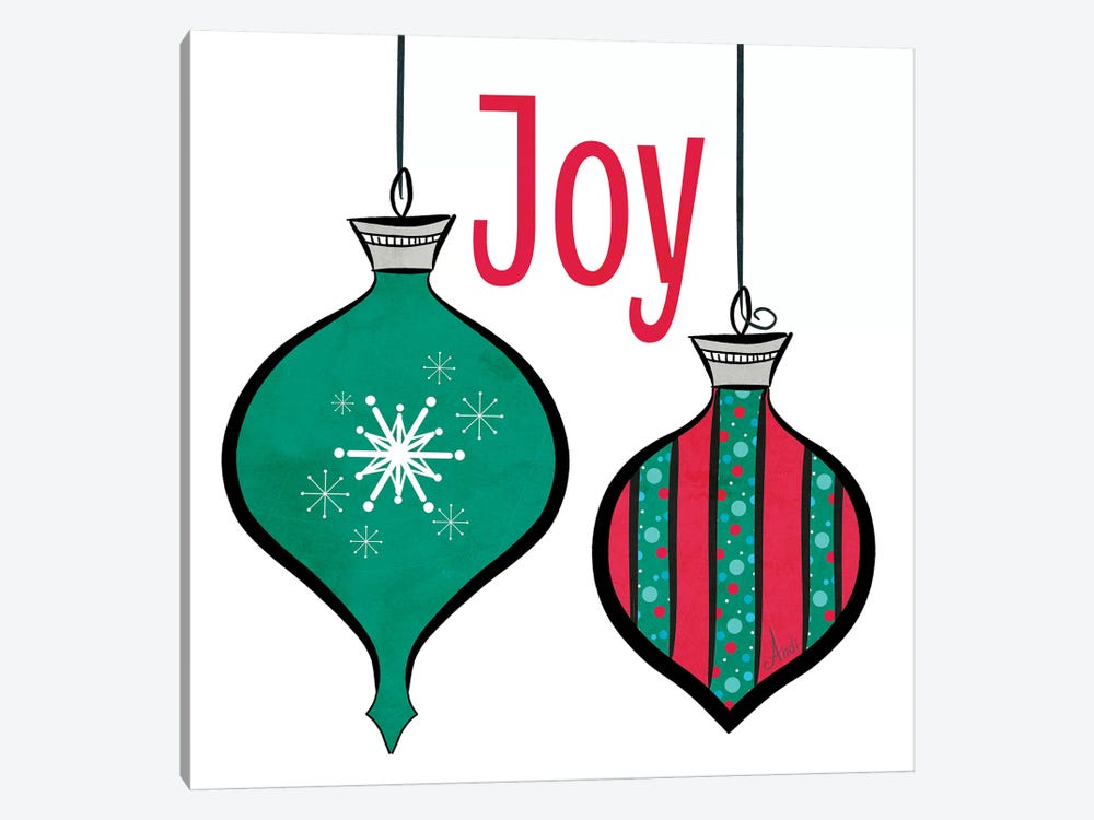 Joyful Christmas Ornaments II by Andi Metz 1-piece Canvas Art