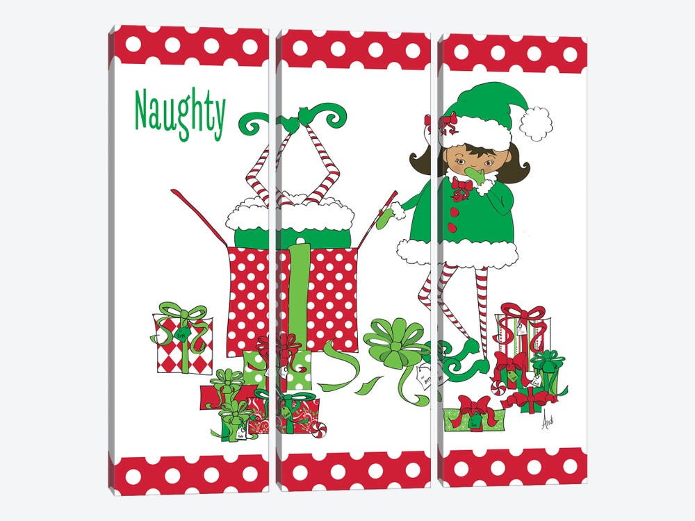 Naughty Elves by Andi Metz 3-piece Canvas Print