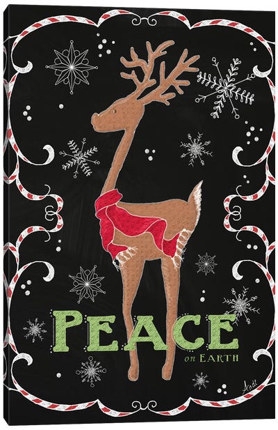 Peace on Earth Deer Canvas Art Print - Reindeer Art