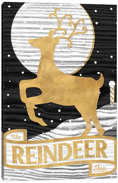 Winter Lodge Sign II Canvas Art Print - Reindeer Art