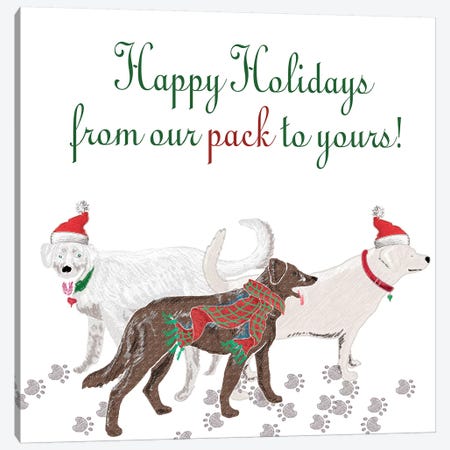 Woof Holiday Pack I Canvas Print #MEZ51} by Andi Metz Art Print