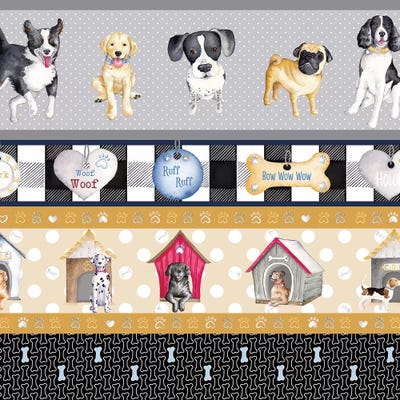 A Dogs Life On Plaid Panels by Andi Metz acrylic art print